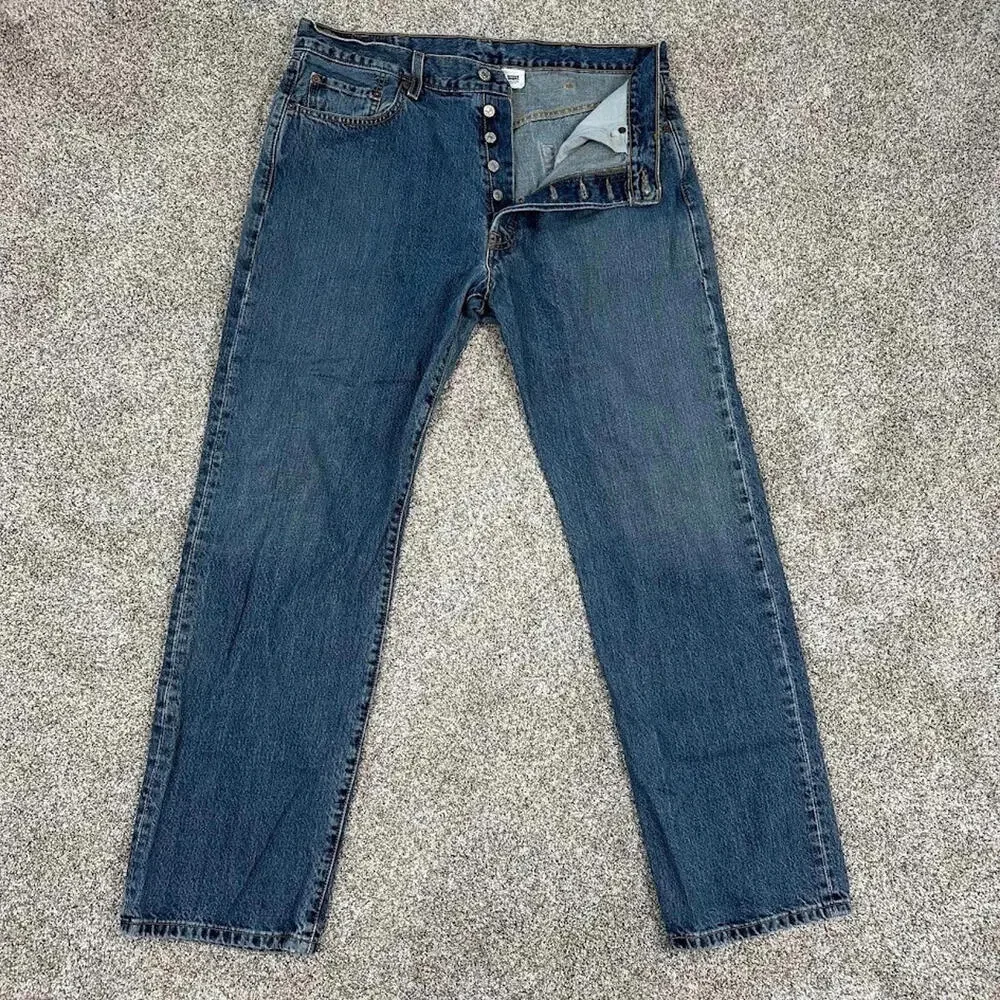 Levis 501 Men Jean 38x32 (36x31) Blue Straight Y2K Vtg Button Fly Denim Original